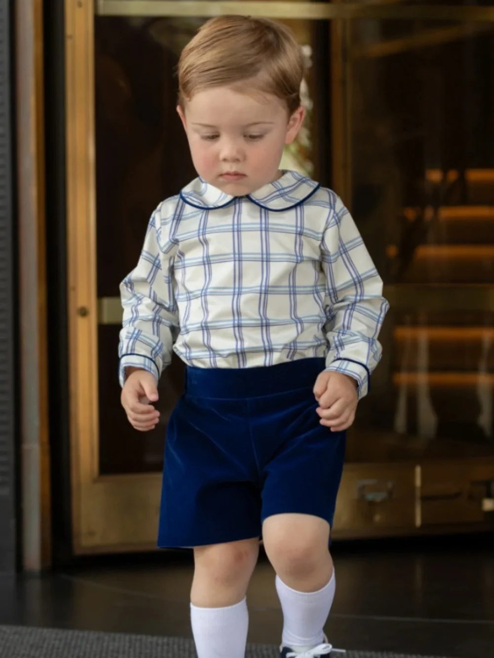 Henry Duvall ROBERT SHORTS IN BACK BAY BLUE VELVET (Size: 3T)